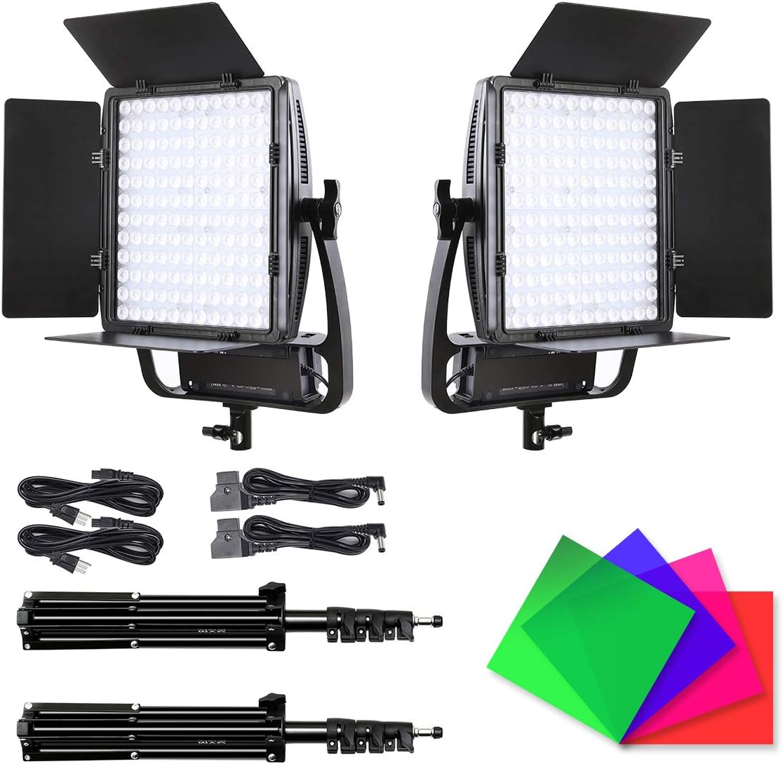 Uр Tо 40% оƒƒ 2 Packs Dimmable Bi-Color LED Video Lighting Kits with APP Control, 50W Optical Lens Variable 3200K~5600K, CRI 97+ LED Panel Light, Photography Lighting Kit, for YouTube Studio Photography