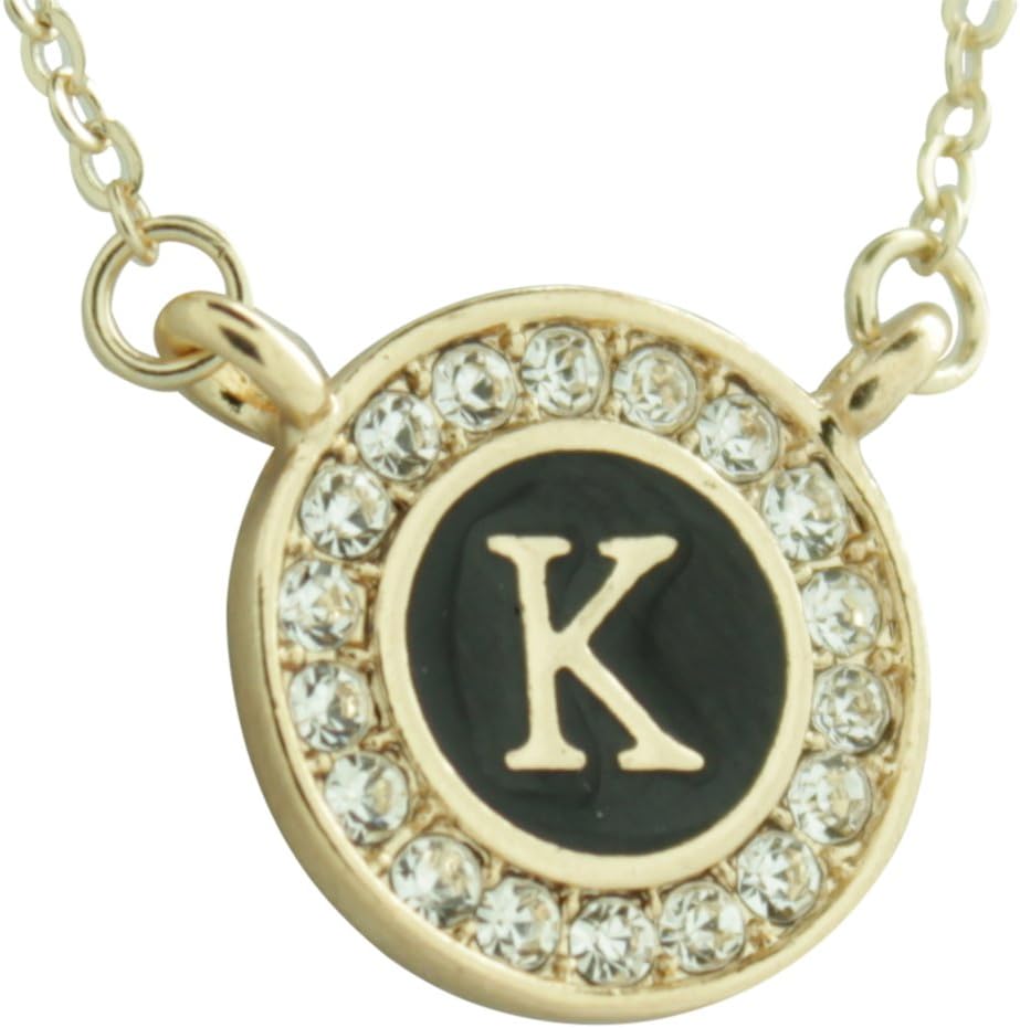 Maren Elena Gold Tone Alphabet Initial Pendant with Genuine Crystal (Letter K)