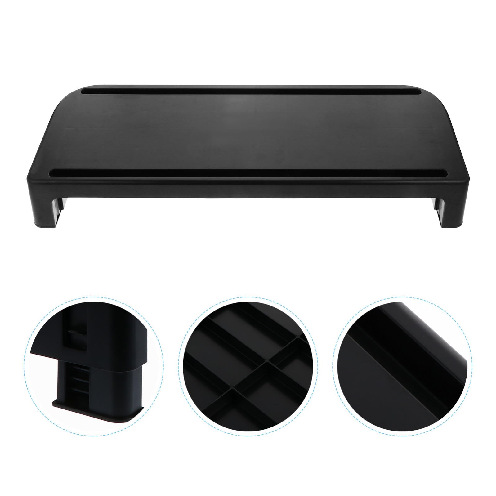 Supporto per Monitor Regolabile in Altezza Ripiano Portaoggetti in Plastica Nero per Organizzare Scrivania e Aumentare Spazio Desktop