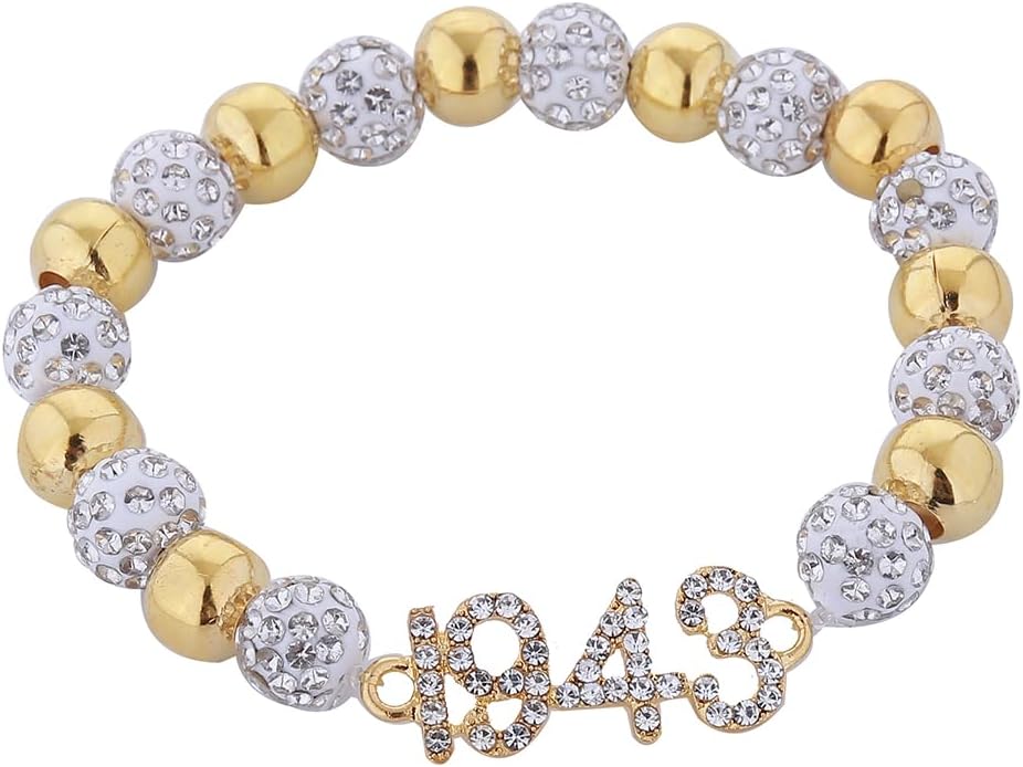 Elastic Adjust Metal Figure Number 1943 Sorority Bracelets Women Greek Letters Sign SGR Members Gifts Jewelry