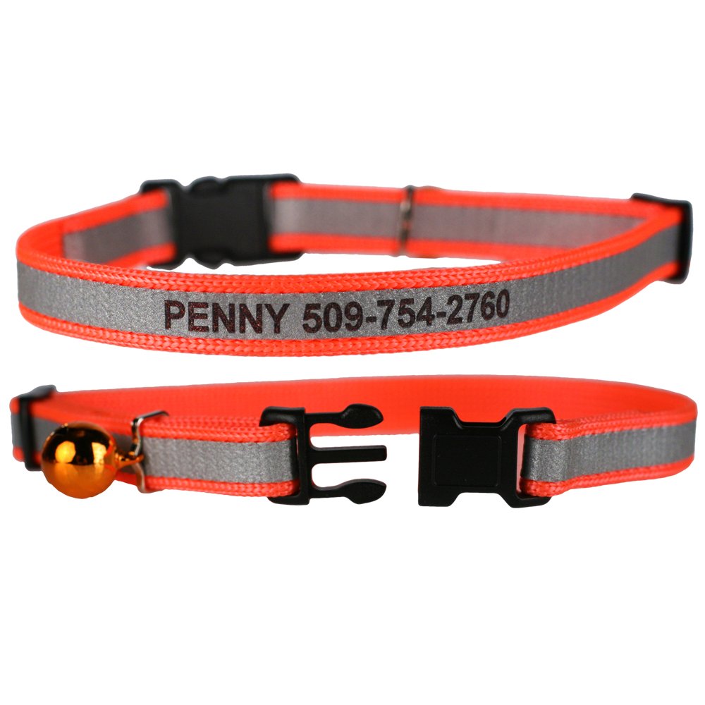 GoTags Personalized Reflective Cat Collars, Engraved Custom Cat Collar