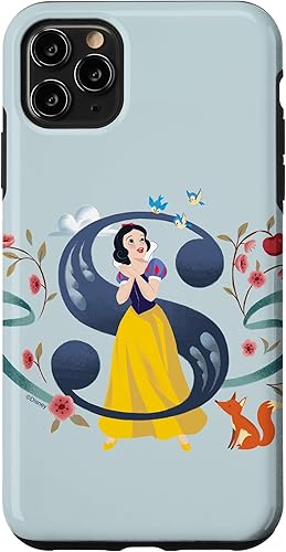 iPhone 11 Pro Max Disney Princess Alphabet Monogram Letter S para funda blanca nieve