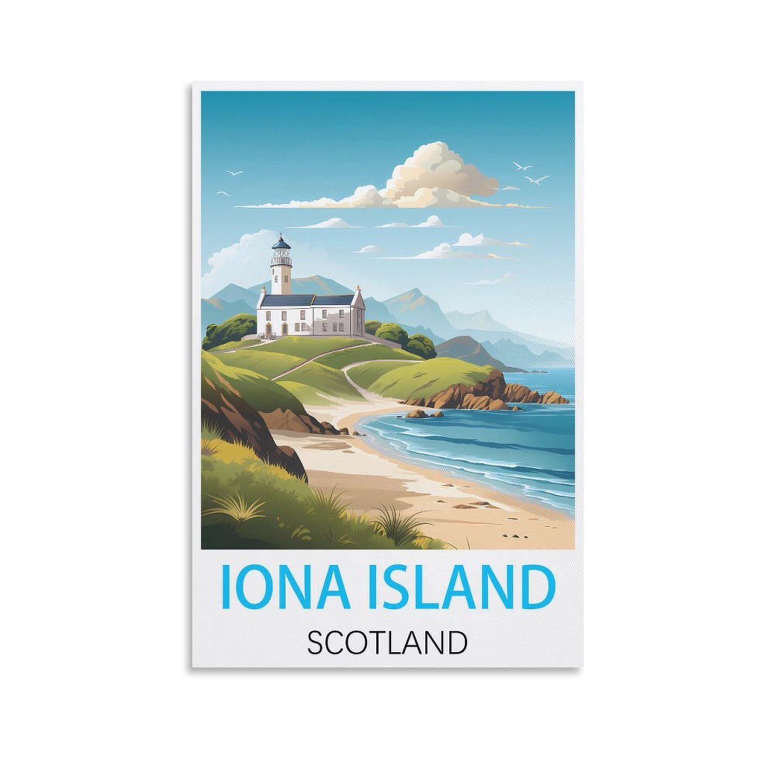 Nprzm A074 Metal Tin Sign Iona Island Scotlands Posters Metal Wall Decorative Tin Signs For Home Kitchen Bar Coffee Shop Club Orchard Decoration 30X40cm