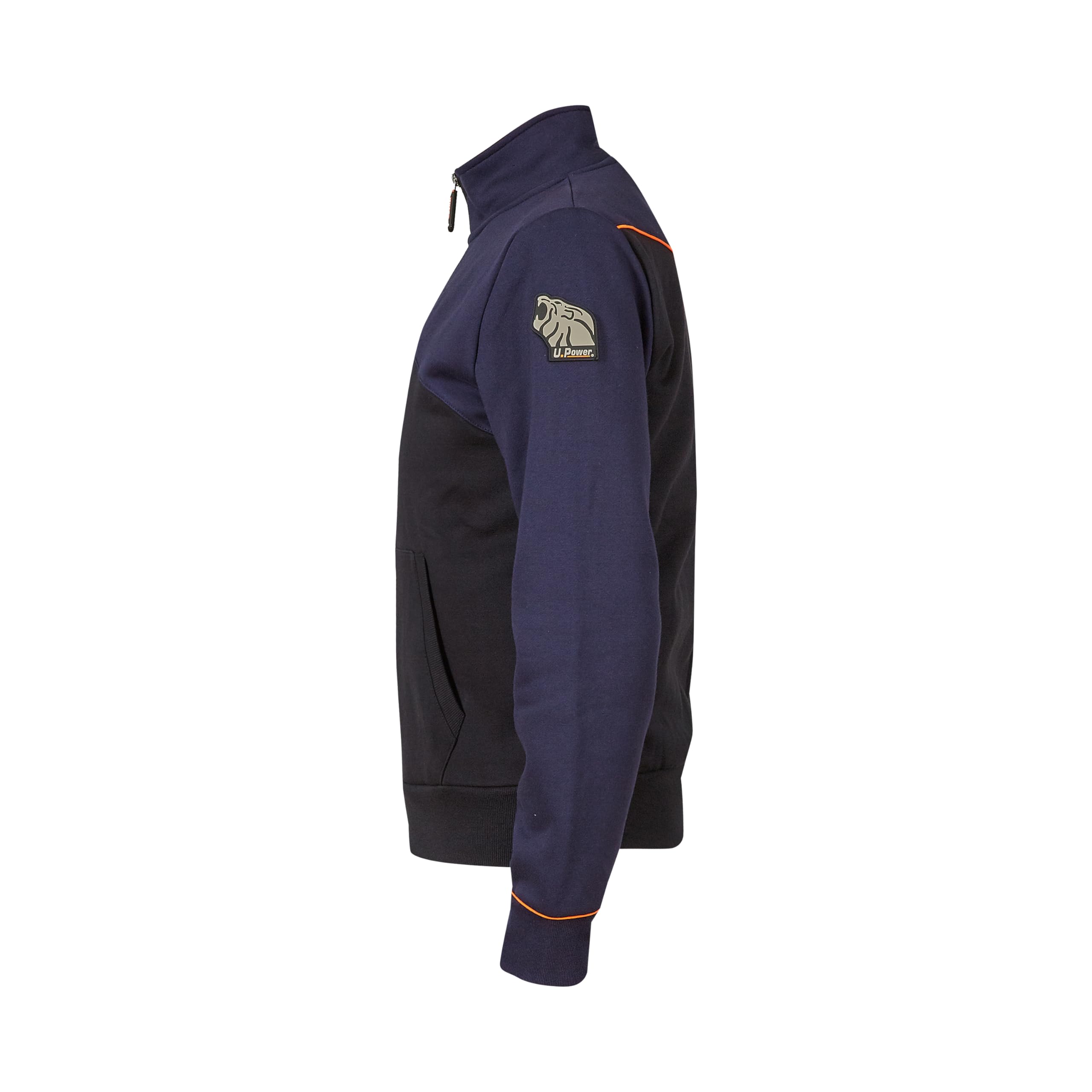 U-POWER | Felpa da Lavoro Uomo Girocollo con Chiusura a Zip URANUS, 65% cotone 35% poliestere