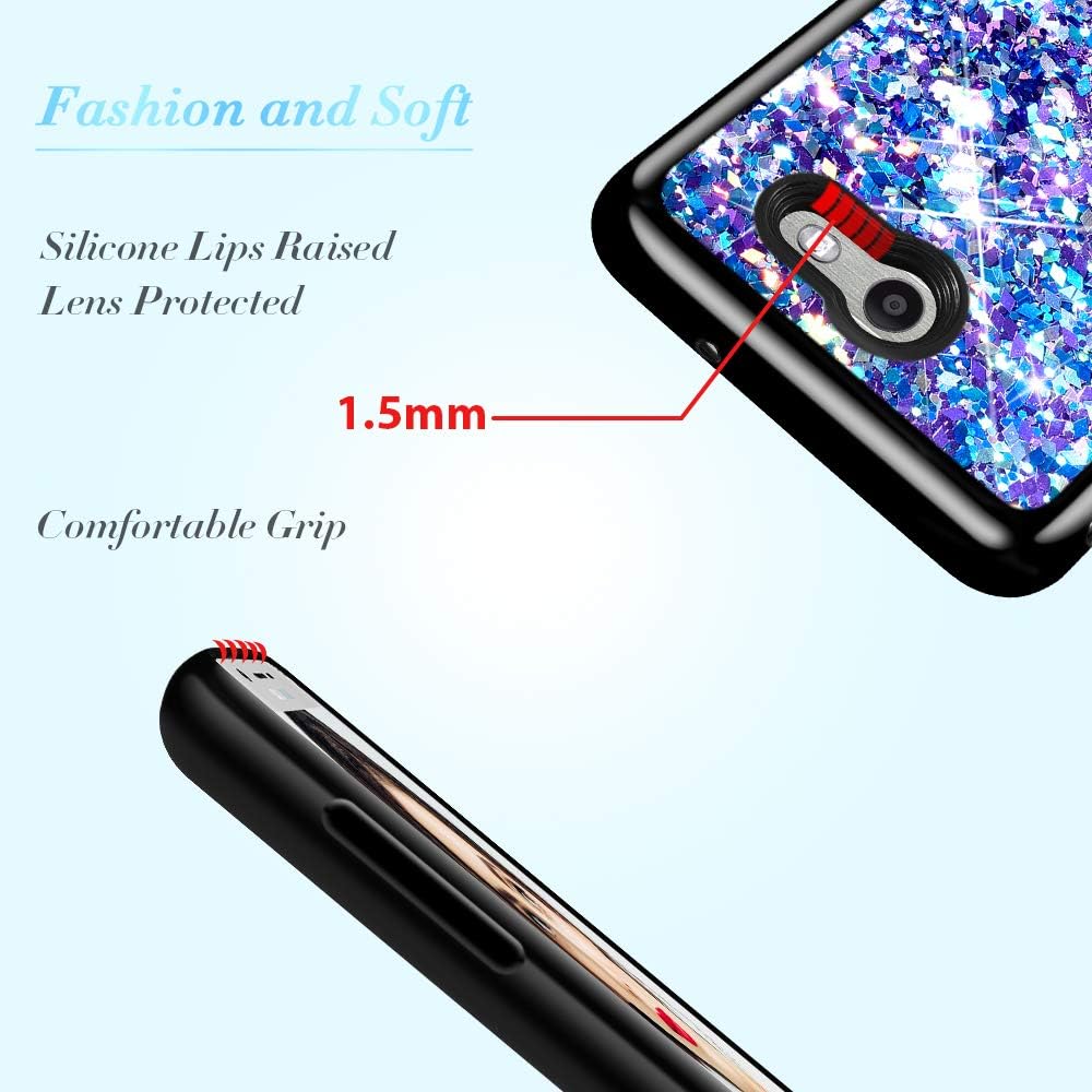 Caka Glitter Case for Galaxy J7 2017 Case Bling Flowing Floating Liquid Sparkle Soft TPU Case for Samsung Galaxy J7 Sky Pro J7 V J7 Perx Halo 2017 (Blue Purple)