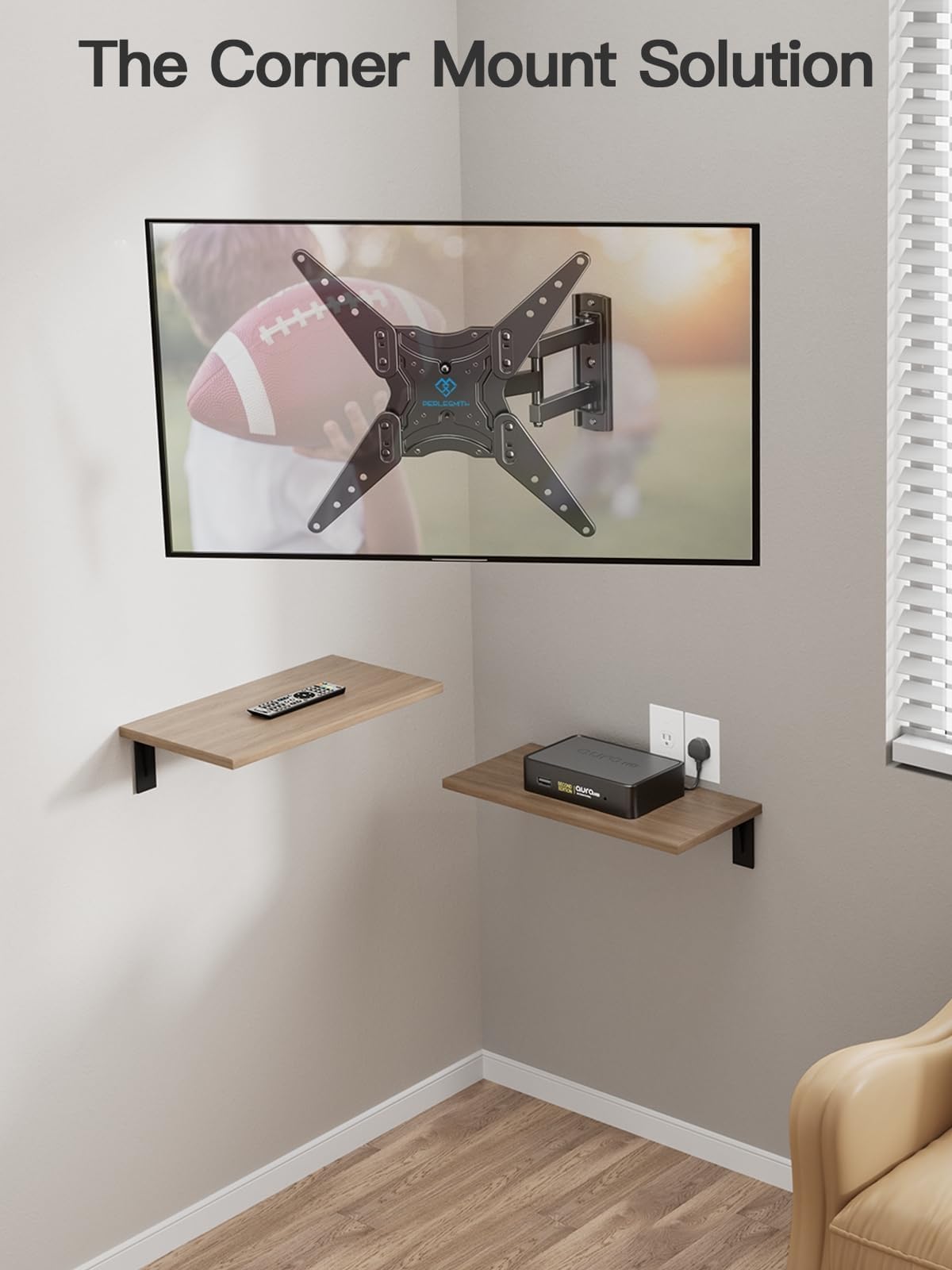 PERLESMITH Support Mural pour TV de 26 à 55" - Pivotant, inclinable et Extensible - VESA 400 x 400 - Compatible avec Les téléviseurs LED, LCD, OLED, 4K jusqu'à 40 kg - Noir