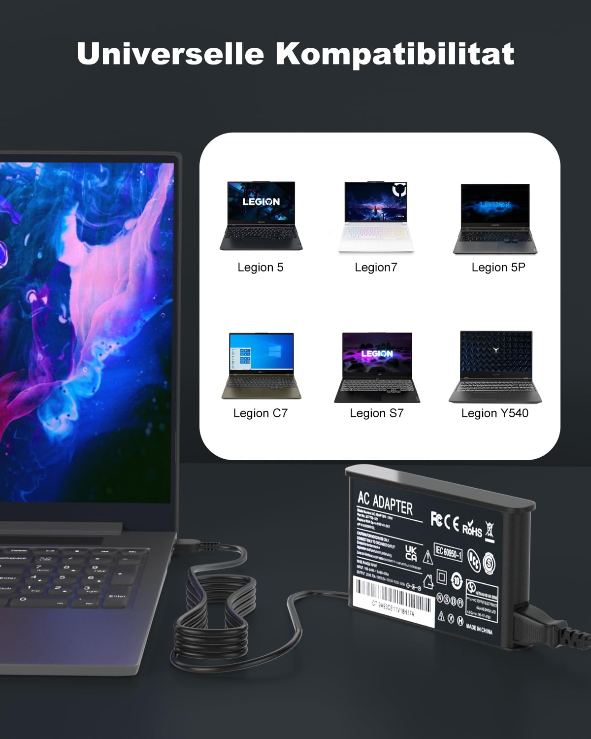 230W Legion Slim 5 Ładowarka Kompatybilny z Lenovo Legion 5 7 5P C7 S7 Y920 Y910 Y900 Y740 Y730 Y520 Y7000P ThinkPad P16 P15 P73 P52 P70 ThinkBook 16p Gen 4 ADL230SCC3A ADL230NLC3A zasilacz adapter