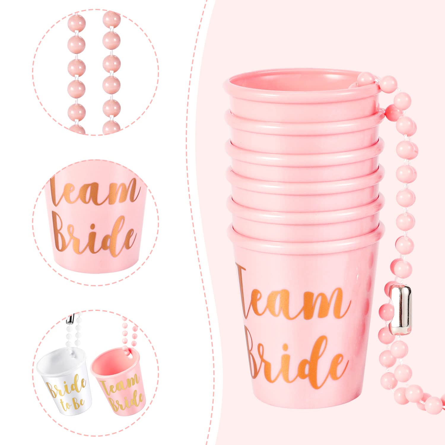 TIMESETL Bicchieri Di Plastica Da Sposa Con Perline Da Appendere In Giro, Catena Di Bicchieri Da Sposa E Da Team Per Feste Di Addio Al Nubilato Decorazione Per Feste Nuziali JGA Accessori