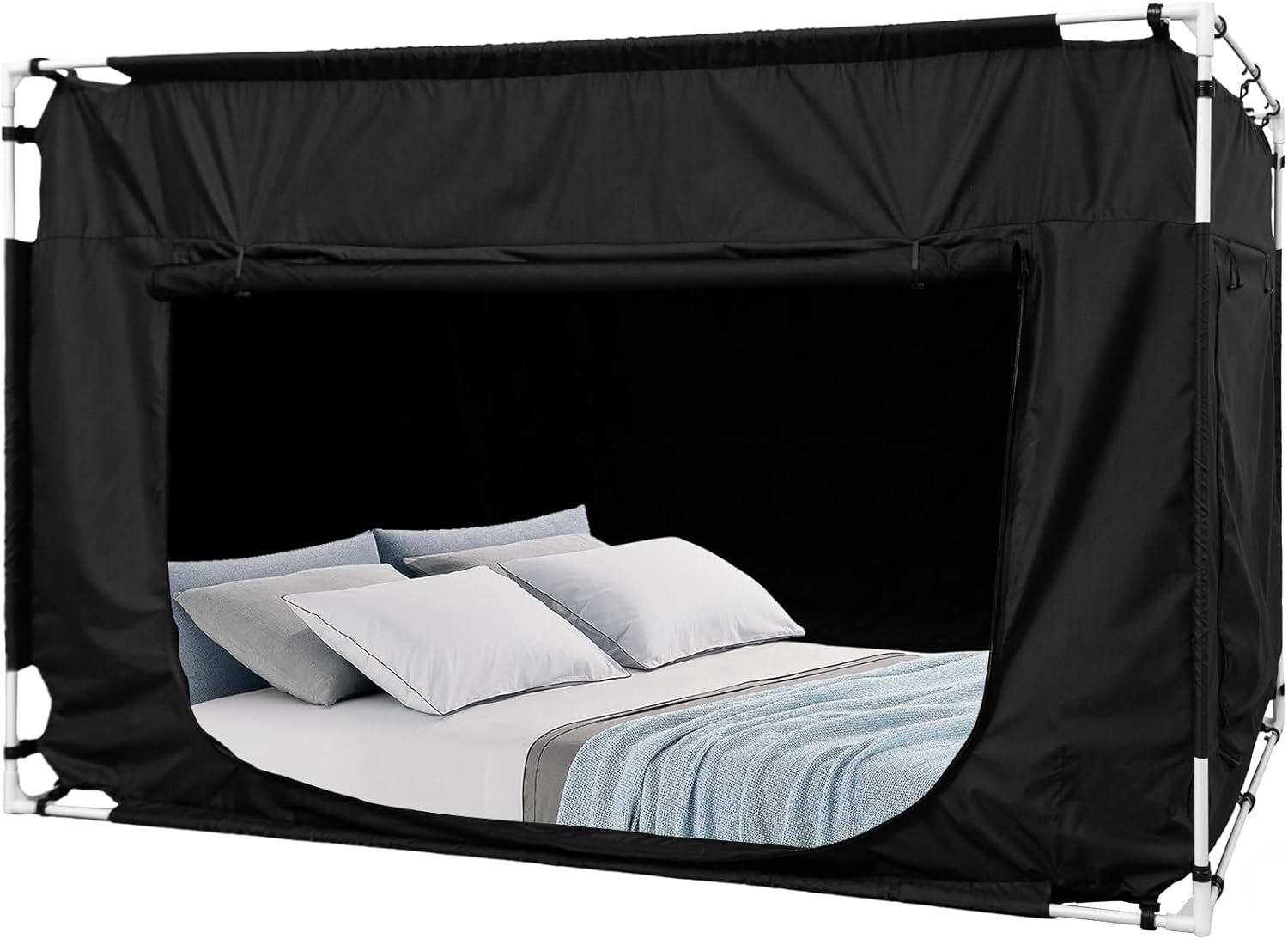 Quinnsus Bed Tent Bed Canopy Twin Size Tents for Adult and Kids - Portable Sleeping Bed Tents 80% Blackout with 4 Doors Breathable Private Space Tents(Mattress Not Included) Tw"