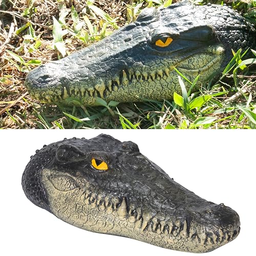 LUEUR Floating Alligator Head Garden Decor for Ponds & Pools Realistic Crocodile Head Floating Ornament Decorative Alligator Accent for Outdoor Water Features Yard & Landscape Decoration