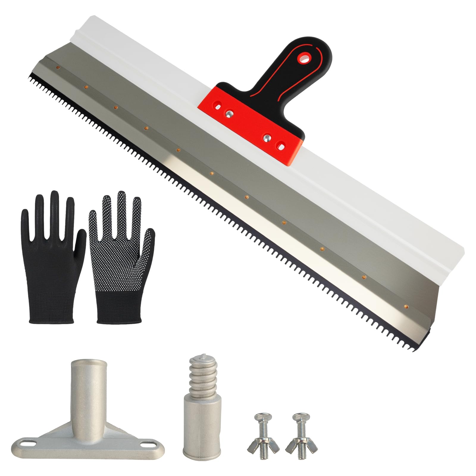 Spatola Dentata 56 cm in Acciaio Inox, Frattazzo per Stucco | Ideale per applicare intonaco, rasante e cemento autolivellante, con impugnatura ergonomica per un controllo preciso