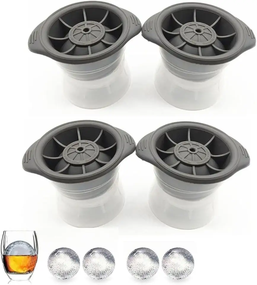 Combo 4 Formas De Gelo Redonda Esfera Grande 8CM Para Drink Whisky Coquetel Tampa Silicone Molde Bola Coqueteis Bebidas