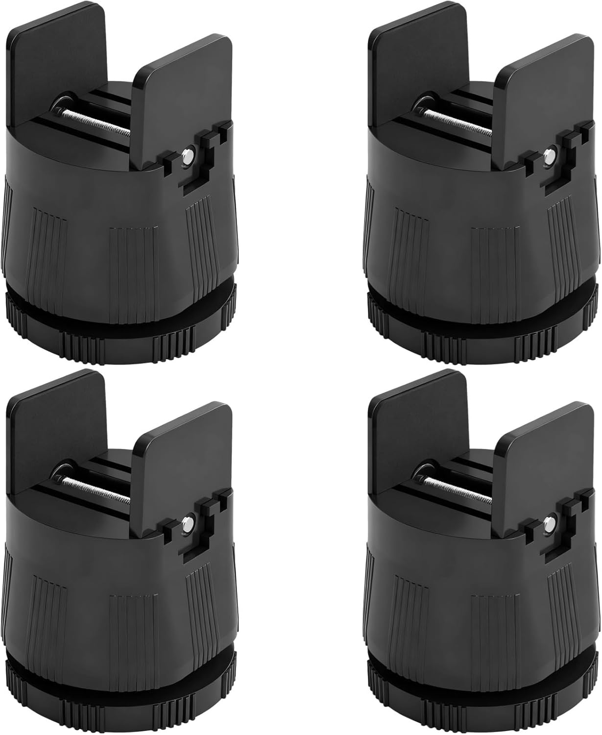 4 Pcs Adjustable Furniture Risers 2.36-3.15 in, with Clamp, Black Plastic Leg Extenders for Tables, Sofas, Beds, Desks, Floor Protectors