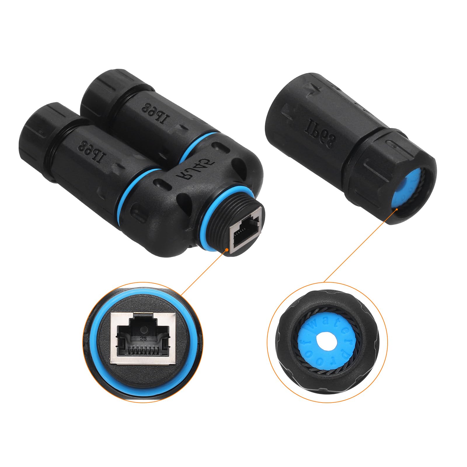 Sourcing Map Coupleur RJ45 étanche femelle femelle IP68 1 entrée 2 sorties Ethernet LAN extérieur Cat5 Cat6 Cat7 Cat8