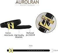 Vista 167 de Cinturón de cuero clásico con hebilla de metal para mujer con vestido de jeans Aah-negro-clásico