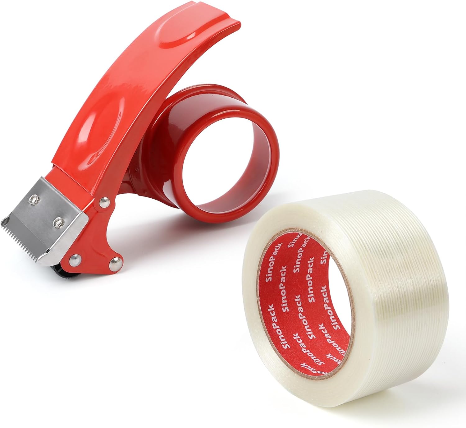 Strapping Tape with Dispenser, 6 Pack 2 Inch x 30 Yards 5.5 Mil, Heavy Duty Reinforced Fiberglass Tape for Moving,Shipping,Storage