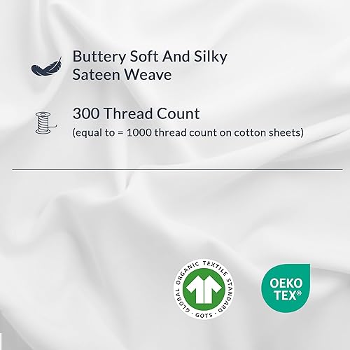 Miniatura 3 de Sweave Optimal Blend de viscosa orgánica hecha de bambú con sábanas de algodón de fibra larga de lujo, juego de sábanas de 4 piezas, doble puntada y