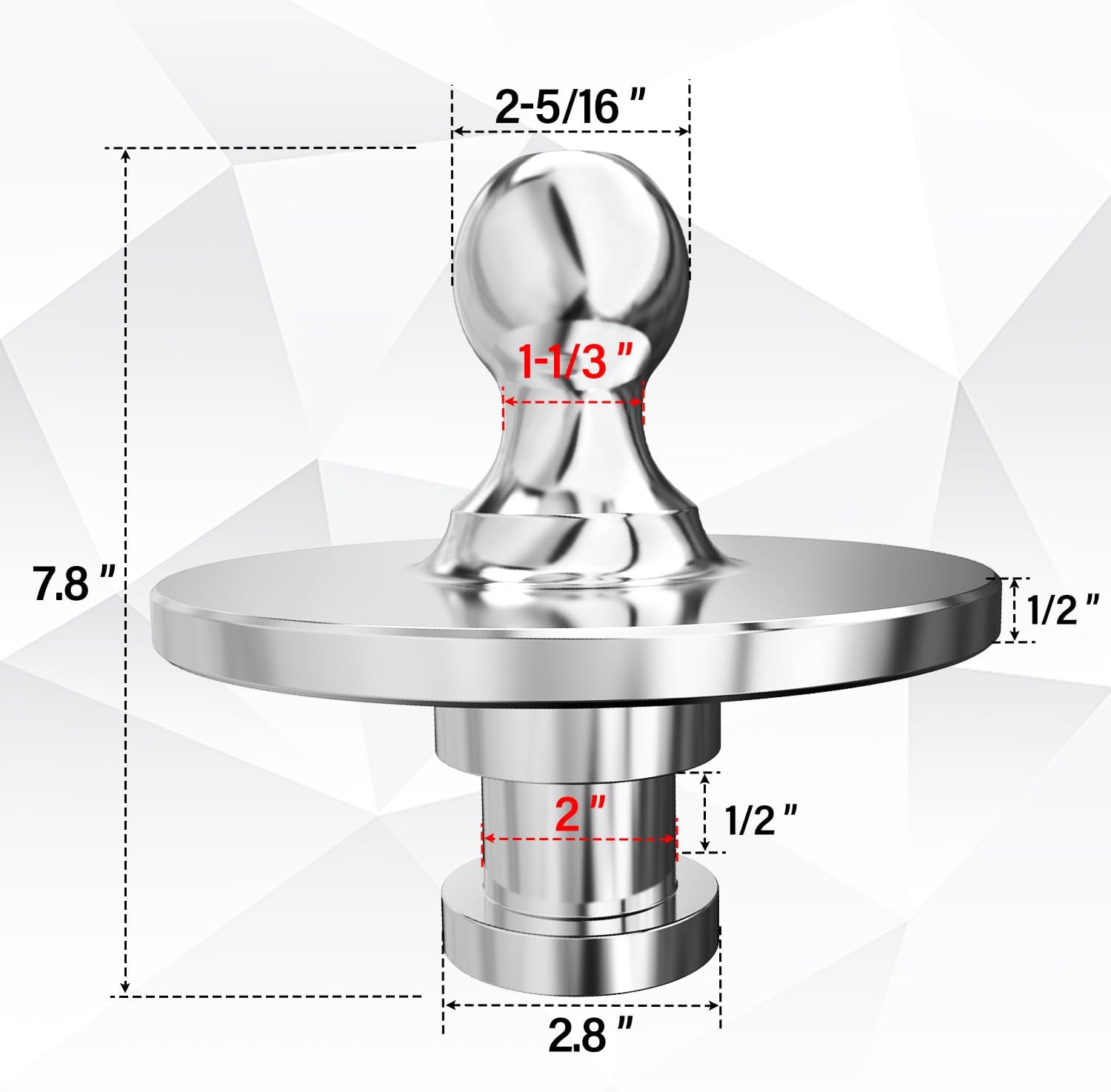 Nilight フィフスホイールからグースネックボールアダプター、キングピンから2-5/16インチのグースネックボール牽引レシーバー