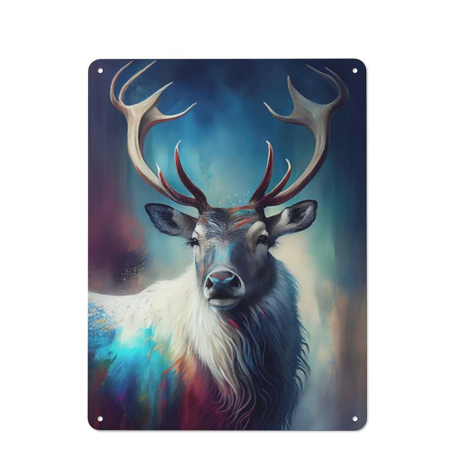 Junmoney The Wandering Reindeer Metal Plaque 40X30cm With For Hallway Wall, Rustic Decor, For Garage, Workshop And Man Cave Decoration