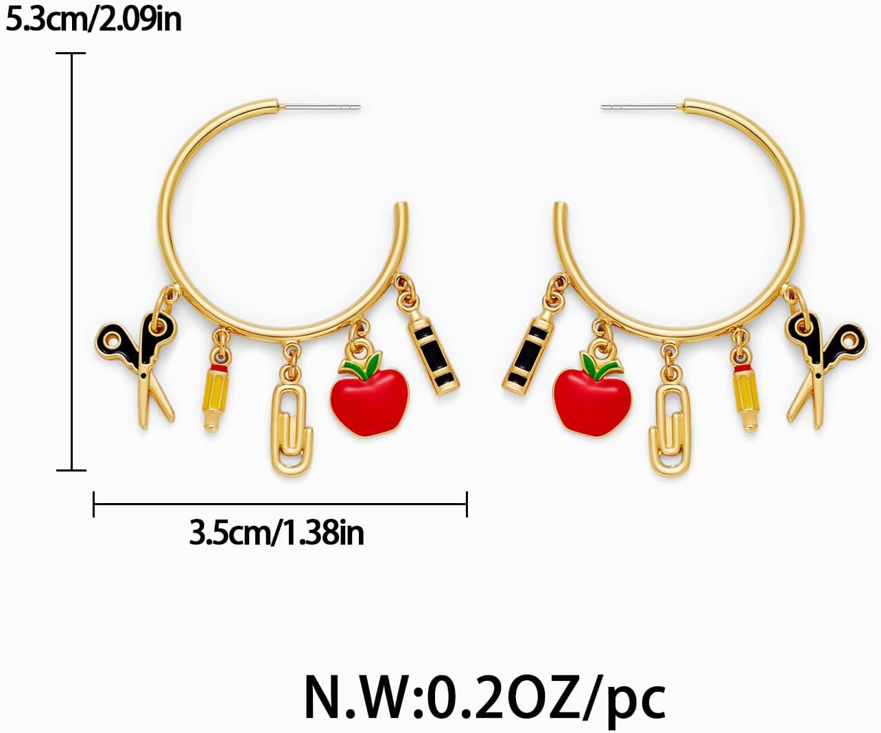 Cute Teacher Earrings For Women Statement Back To School Earrings Colorful Pencil Apple Drops Teacher Appreciation Jewelry Gift - Image 6