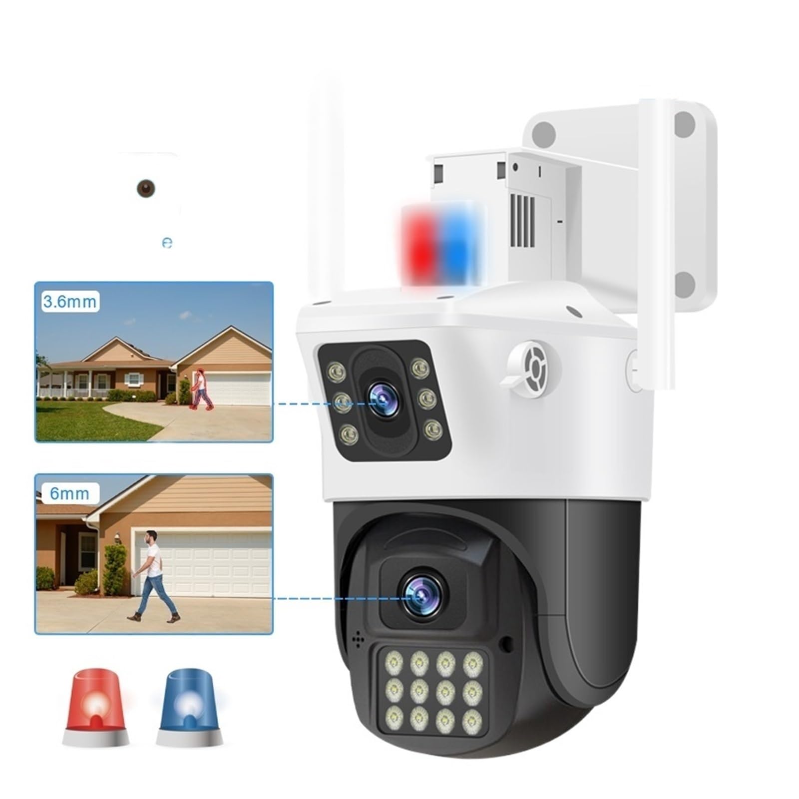 Kamera bezpieczeństwa zewnętrzna, 4MP PTZ Dual Lens Podwójny ekran Kamera IP Outdoor Auto Track Security Night Vision CCTV Surveillance Police Light Alarm Kamera bezpieczeństwa domowego WiFi z widokie