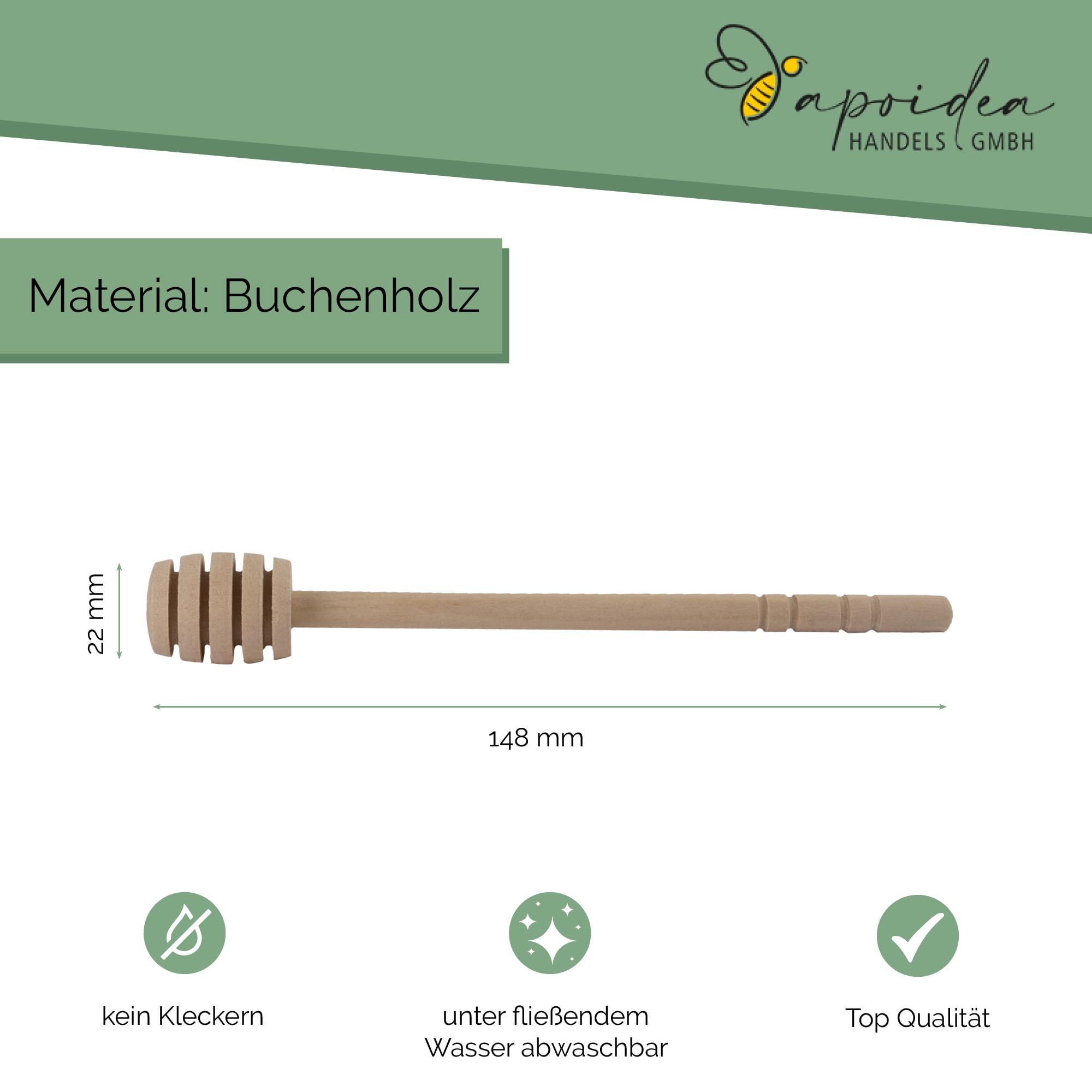 Apoidea – Honiglöffel aus Holz 100 Stück/hochwertiger Honigrührer/Honig Zubehör/Honiglöffel Holz/Honig Löffel/Holzlöffel Honig
