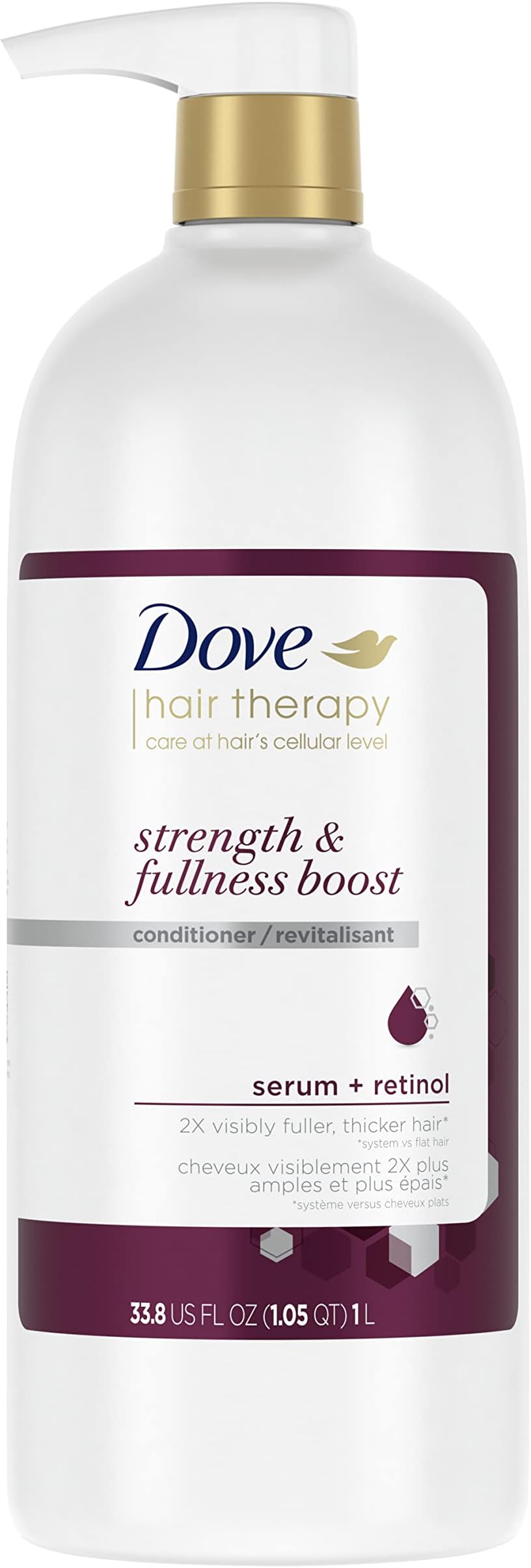 Hair Therapy Conditioner Strength & Fullness Boost Strengthening Treatment for Thin, Fine Hair Sulfate Free Conditioner for 2X Visibly Fuller, Thicker Hair 33.8 oz