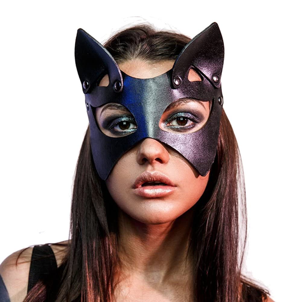 レノックス猫  Masquerade (仮装) Amazon.co.jp: 女性用レザーマスク 猫マスク ハーフフェイスアニマル