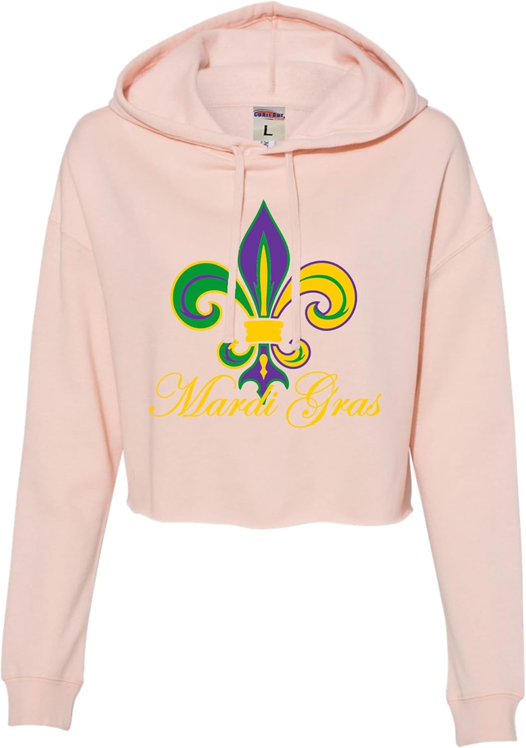 Go All Out Fleur De Lis Mardi Gras Fleur De Gras Women Cropped Hooded Sweatshirt