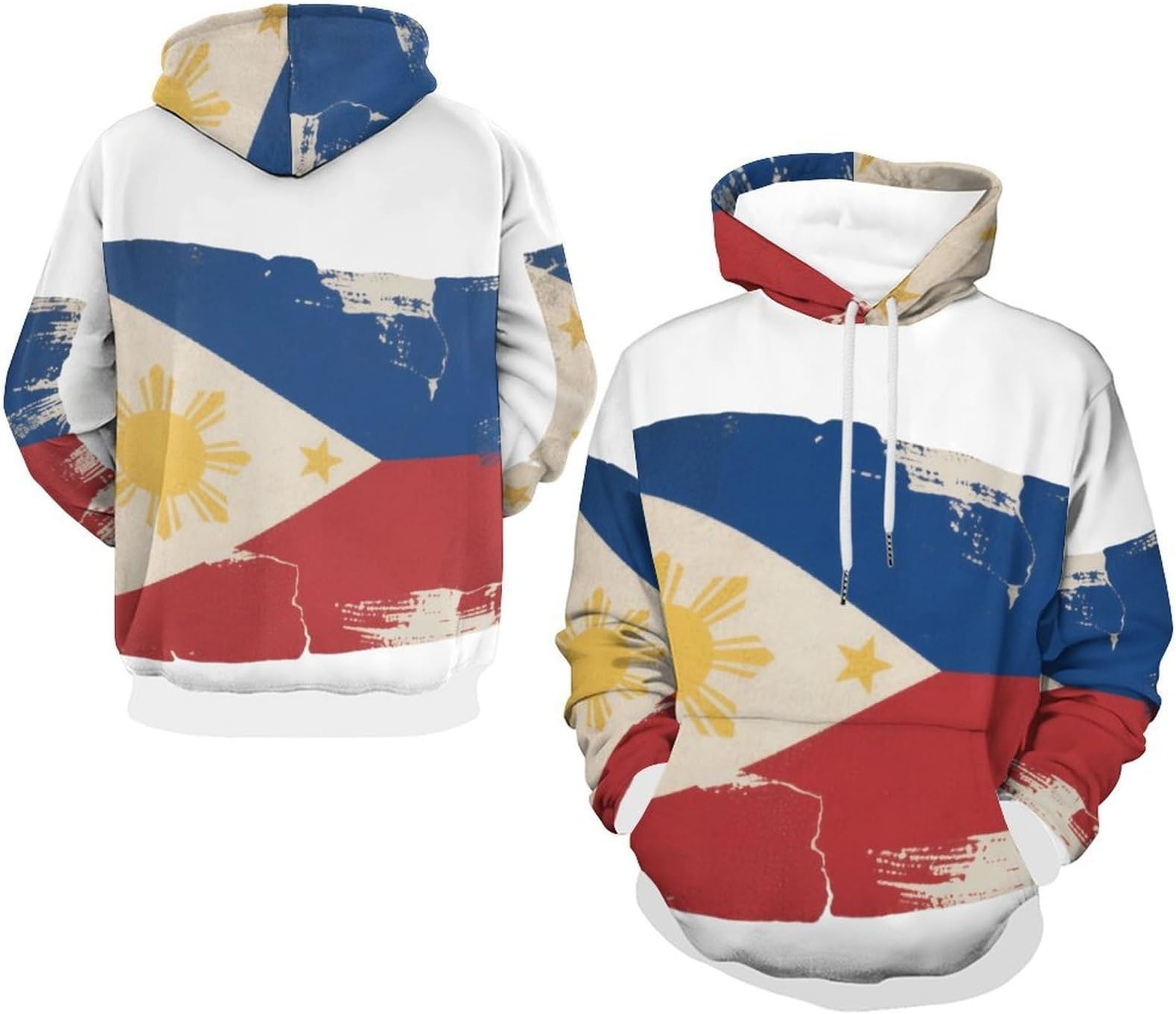 Men'S Hoodie Classic Comfortable Pullover Hoodies Long Sleeve The Philippines National Flag Jacket With Ribbed Cuff Ideal Weekend Wear Hoodie Men