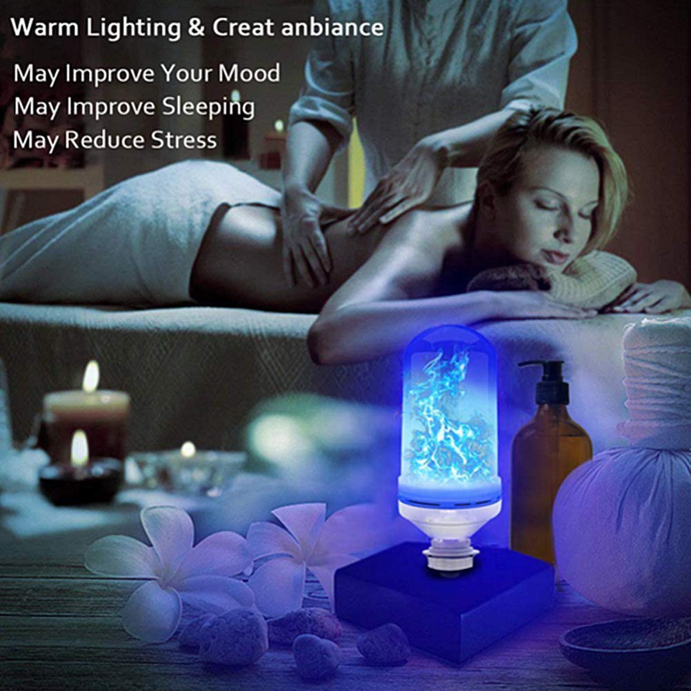 Ampoule à Effet de Flamme LED, économe en énergie Sûre avec des Flammes Mobiles Dynamiques pour la Décoration de Fête du Bar du Festival (bleu)
