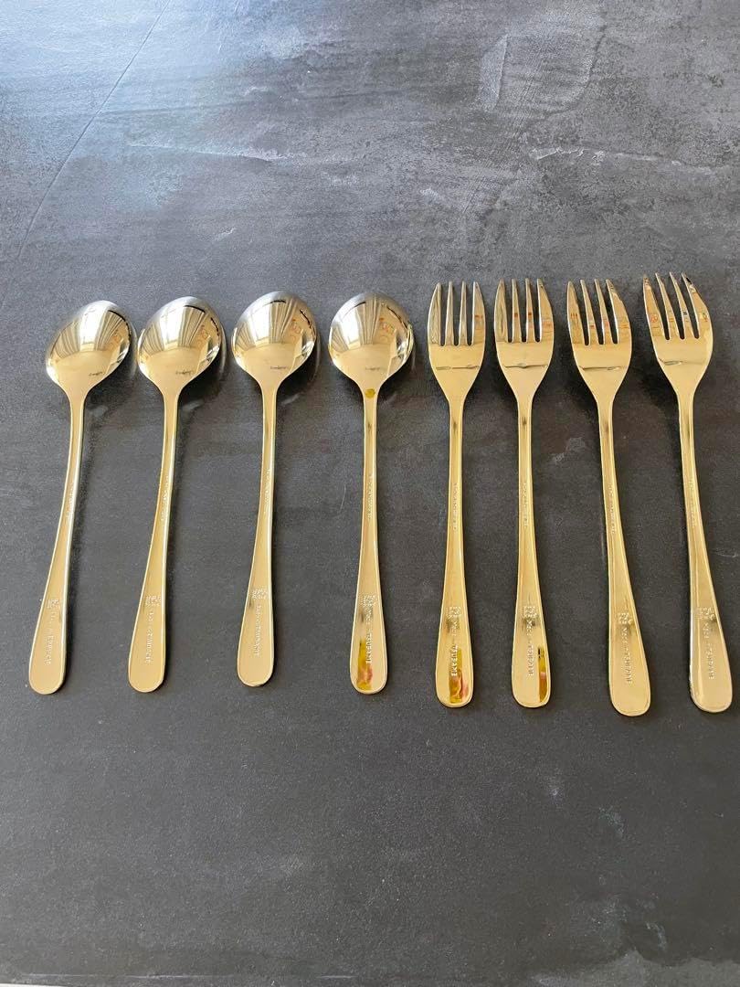 燕三条 新色 ゴールド ツバメカトラリー 8本 フォーク大 スプーン大