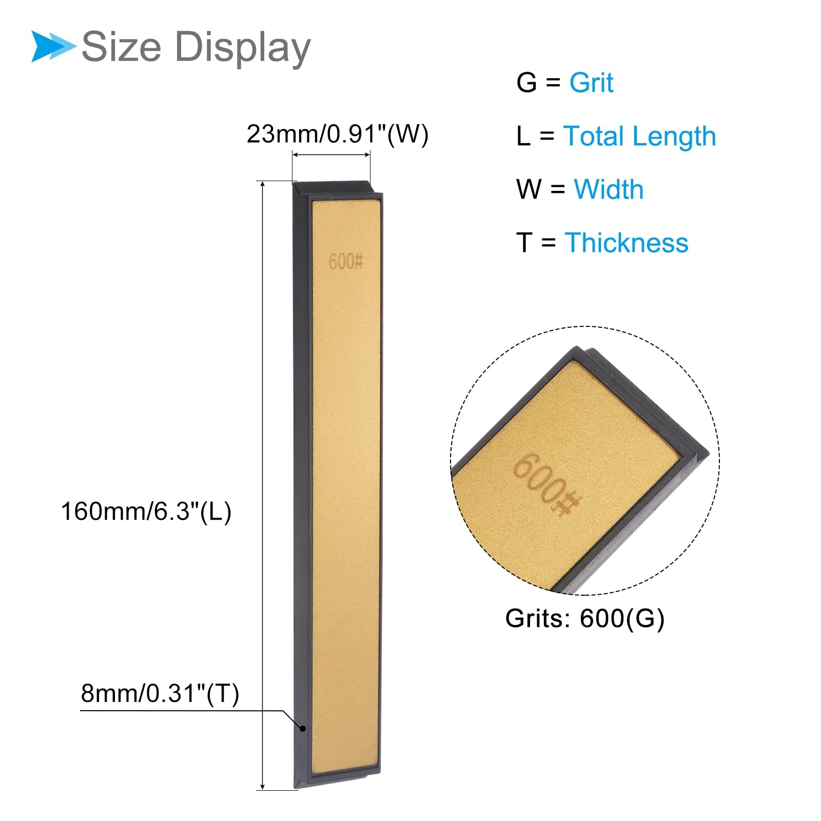 CoCud Diamond Sharpening Stone, 600 Grit 6" x 0.8" Total Size, Titanium Coated Whetstone Sharpener Abrasive Tool - Image 2