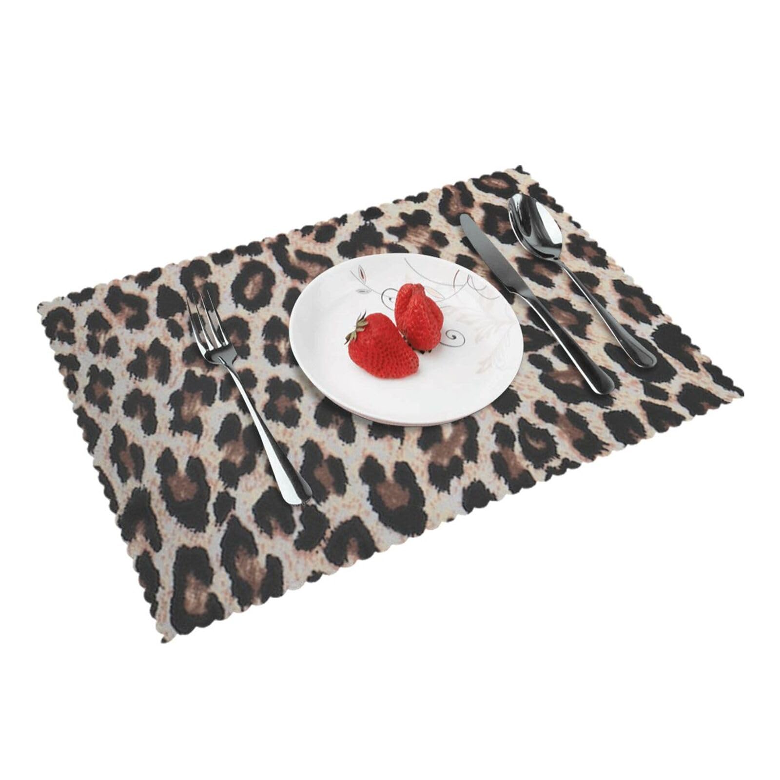 Leopard Print print Printed Placemats Set of 4 PCS Washable Placemat for Kitchen Table Heat-resistant Table Mats 45x30 CM