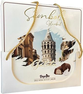 Beyoğlu Sembol Galata Hediyelik Çikolata Sütlü Krema Dolgulu 300 gr x 2 Adet