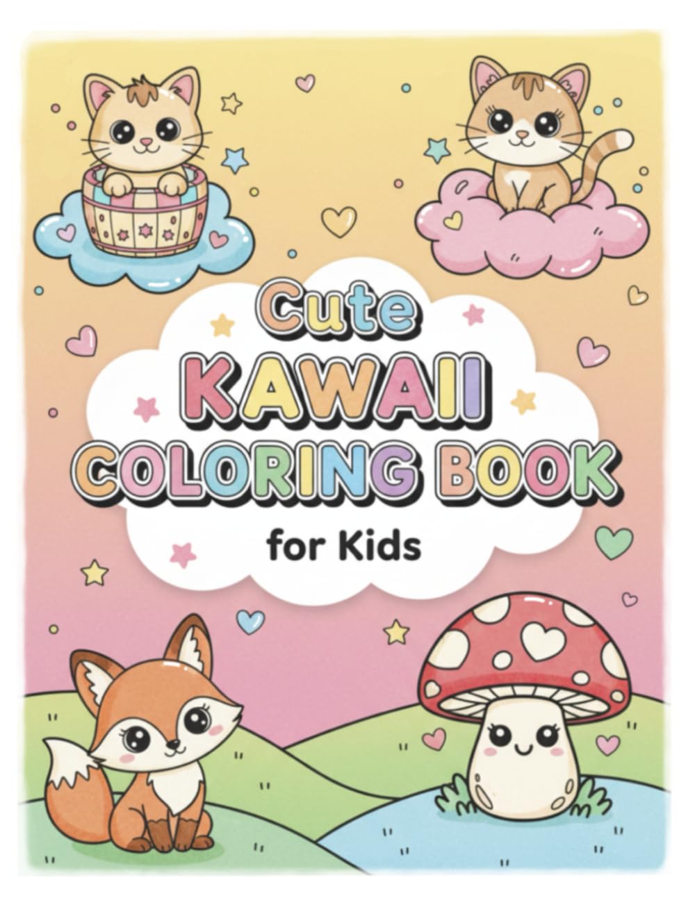 Cute Kawaii Coloring Book for Kids: Fun, Easy and Cute Coloring Pages For All Ages: 8.5" x 11", Cute Kawaii coloring book, Bold and Easy Designs