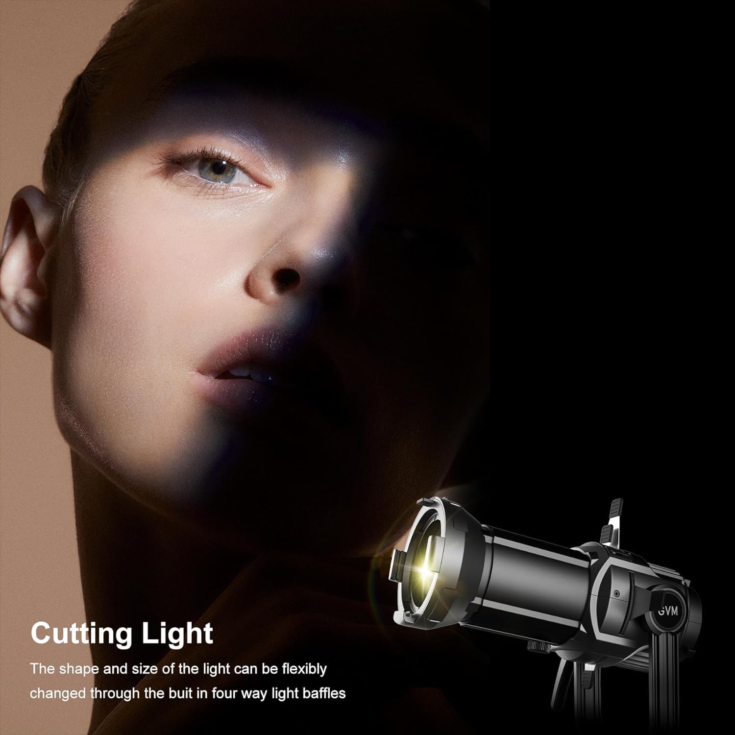 GVM Optical Snoot Focalize Condenser, CXT-36 Bowens Art Special Effects Shaped Light Projektor Attachment mit 12 Grafikkarten Focalize Snoot Optical für GVM P80S, G100W, PR150, 200B, 300B Videoleuchte