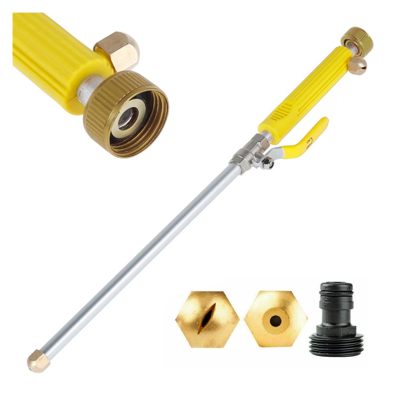 Ddqcnzpmy Yellow Garden Hose Spray Gun,High Pressure Water Sprayer-Jet 46Cm Wand Nozzle Sprayer Watering Cleaning Tool(Yellow)
