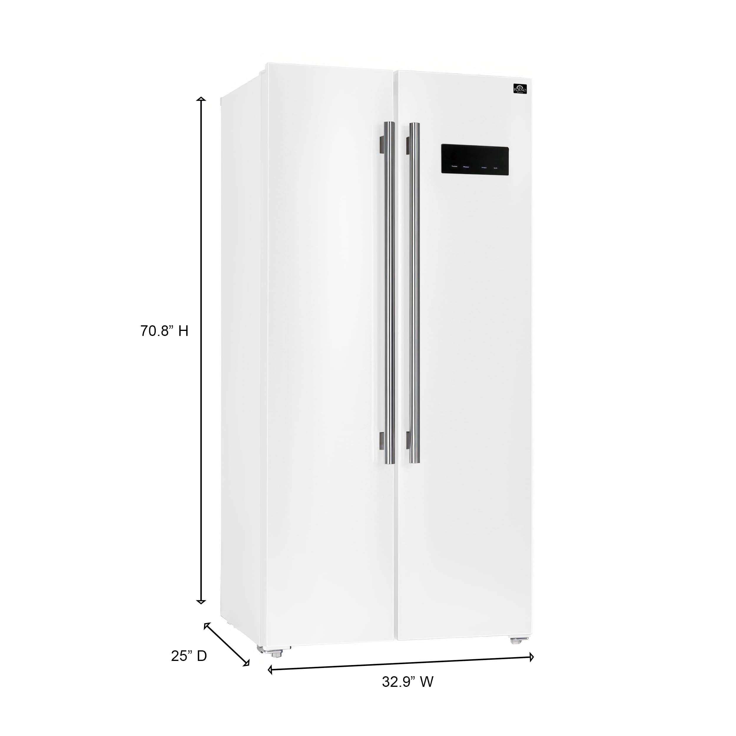 Forno Salerno 33-inch Side-by-Side Refrigerator - 15.6 Cu.Ft. Refrigerator for Kitchen with LED Touch Control, Fast Cool, Fast Freeze, (White) on Fridge.com