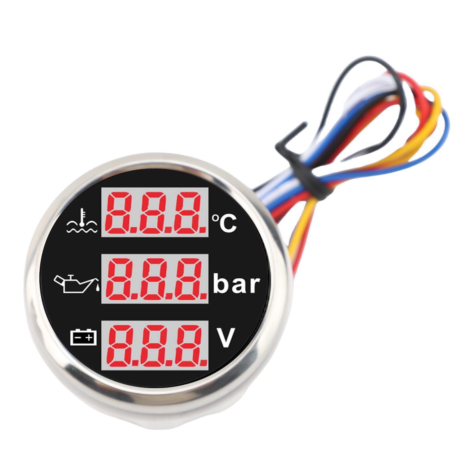 Mingzhe Compact 3 in 1 Engine Instrument Sensor Meter with Coolant (Black