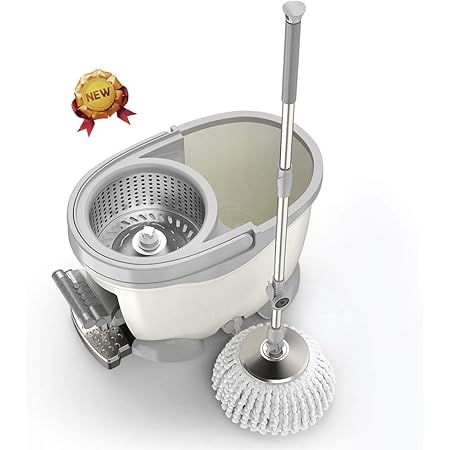 Amazon Lvyuan 回転モップ 足踏み式 モップセット フロアモップ フローリング モップ絞り器 床掃除 クリーナー 清掃 雑巾がけ 床 バケツ 掃除 雑巾 フローリング 畳 水拭き 乾拭き 室内 洗える 絞れる マイクロファイバー 掃除 清掃 脱水 清潔 替えモップ2個付き 21