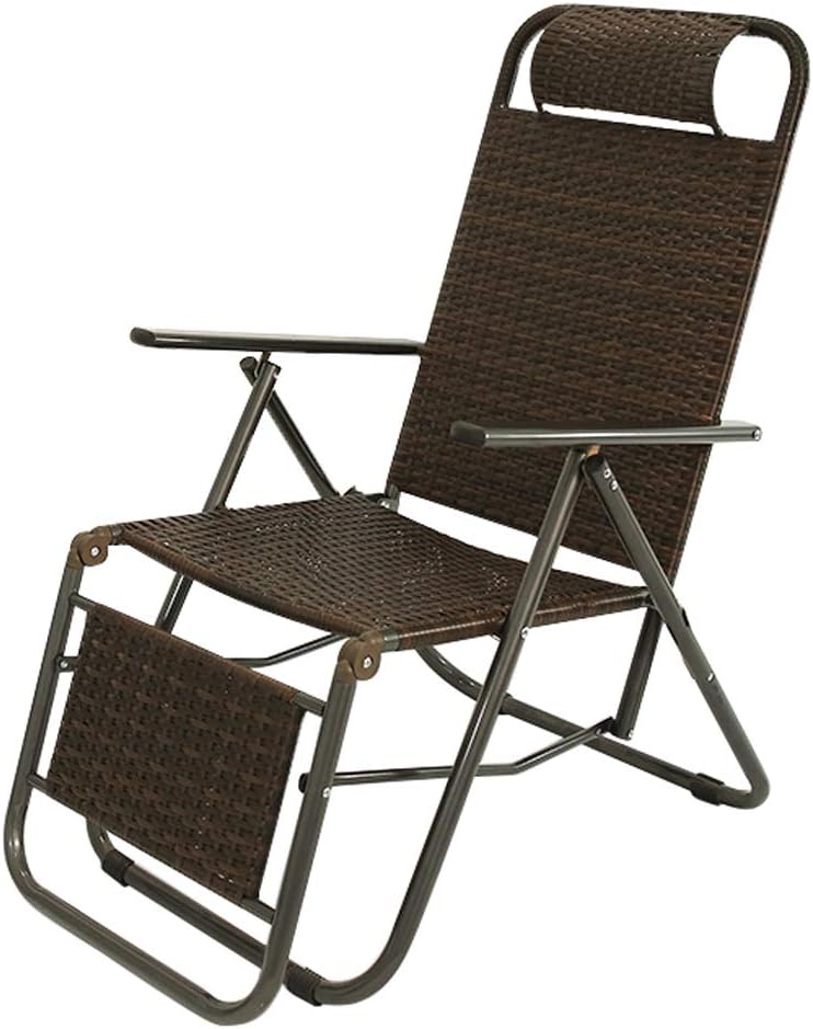 Brown Rattan Reclining Patio Chair | Zero Gravity Locking Recliner Chair Living Room Garden Lawn | Outdoor Lounger Chair Oversize Folding, Max.150kg