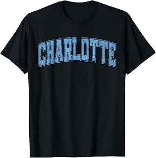 Charlotte NC Vintage Sports Sky Blue Retro Varsity Text T-Shirt