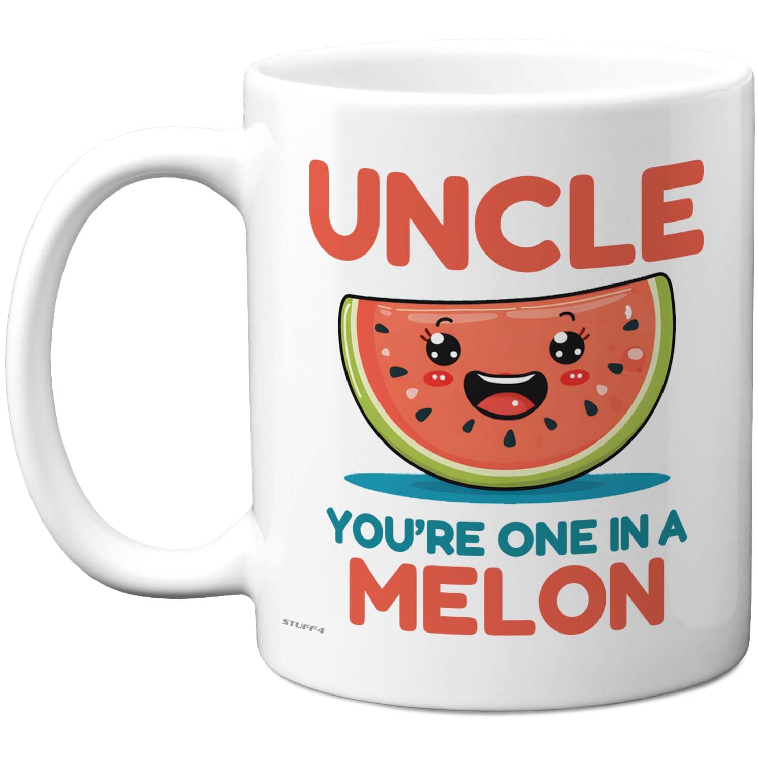 Stuff4 Uncle You're One in a Melon Mug - Watermelon Cartoon Design - Light-Hearted Appreciation for Birthdays - 11oz Ceramic Gloss Mug