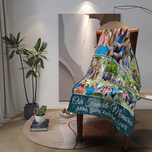 Miniatura 3 de Manta de memoria personalizada, manta personalizada con imágenes familiares, nuestra manta de memoria favorita, manta familiar personalizada con