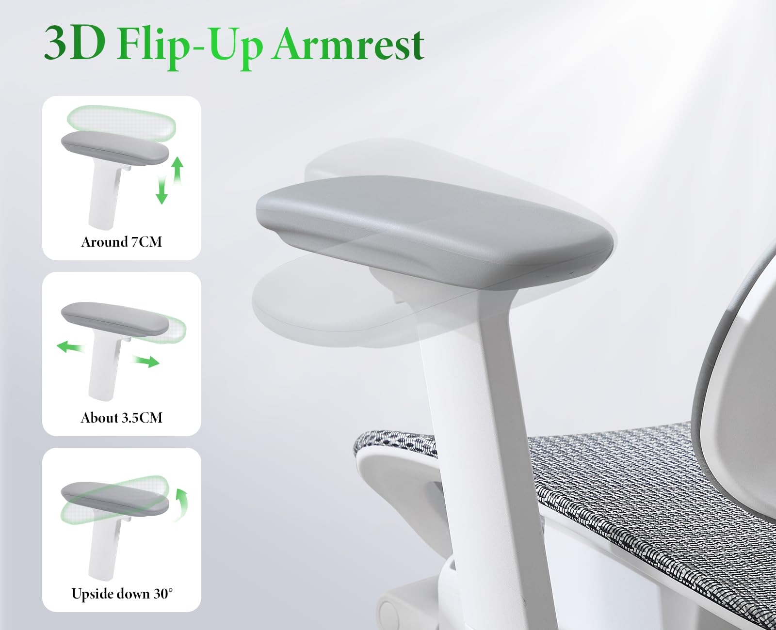 Silla de oficina ergonómica con reposacabezas ajustable, soporte lumbar, reposabrazos abatible, reposapiés giratorio, silla de computadora para el hogar, estudio, trabajo, color gris