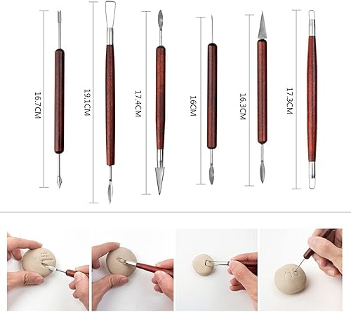 Miniatura 7 de Langqun Herramientas de escultura de arcilla, kit de herramientas de cerámica de 23 piezas, herramientas de arcilla polimérica, varillas de