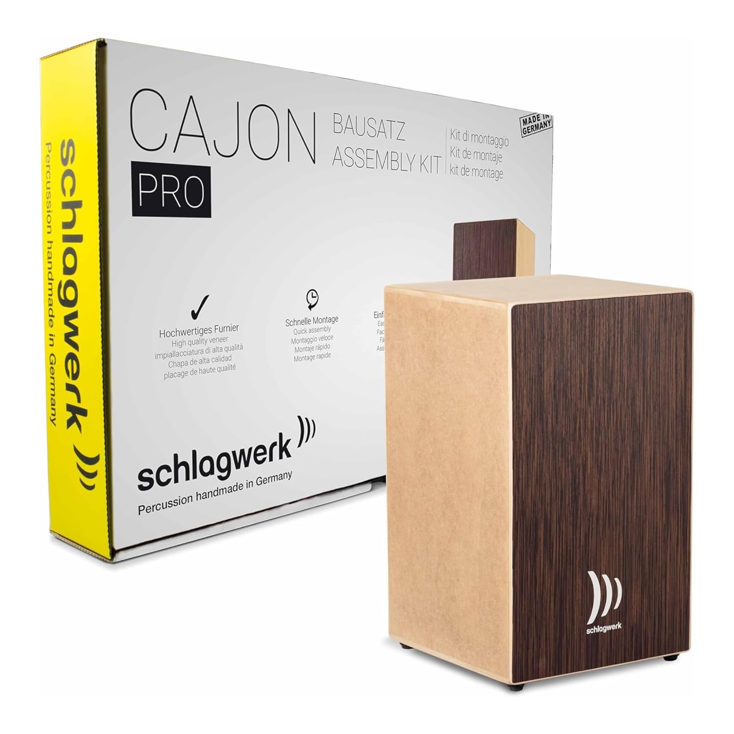 Schlagwerk CBA30SW - Cajón Pro Wenge, Instrumento Musical Cajón de Musica (incluye almohadilla de asiento y funda Keepdrum)