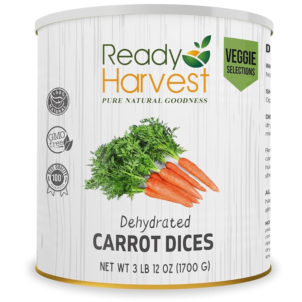 Ready Harvest Dehydrated Carrots #10 Can - Emergency Food, Dried Veggies, 25-Year Shelf Life, 3 lbs Pure USA Carrots