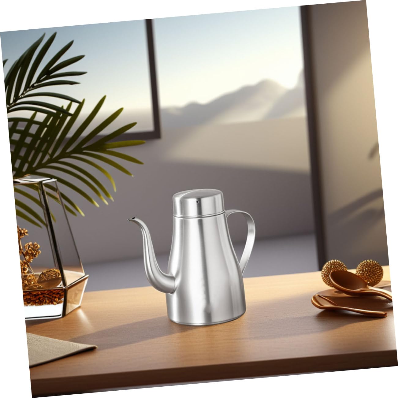 Oliera in Acciaio Inox 24oz, Argento, Beccuccio Antigoccia e Versamento Facile, per Olio da Cucina e Condimenti in Cucina